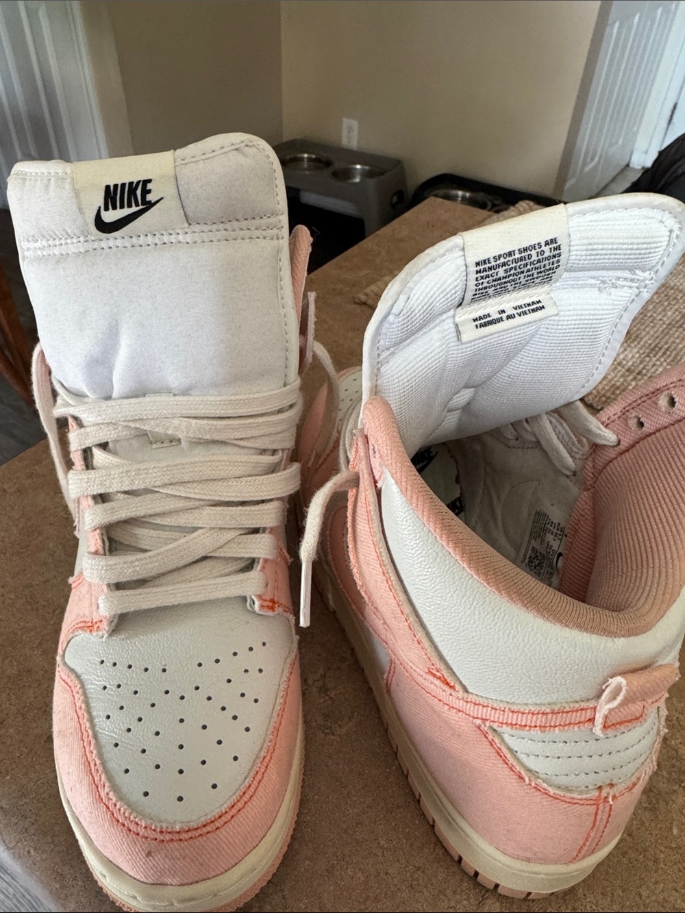 Nike Women’s Light Pink and White High-Top Sneakers